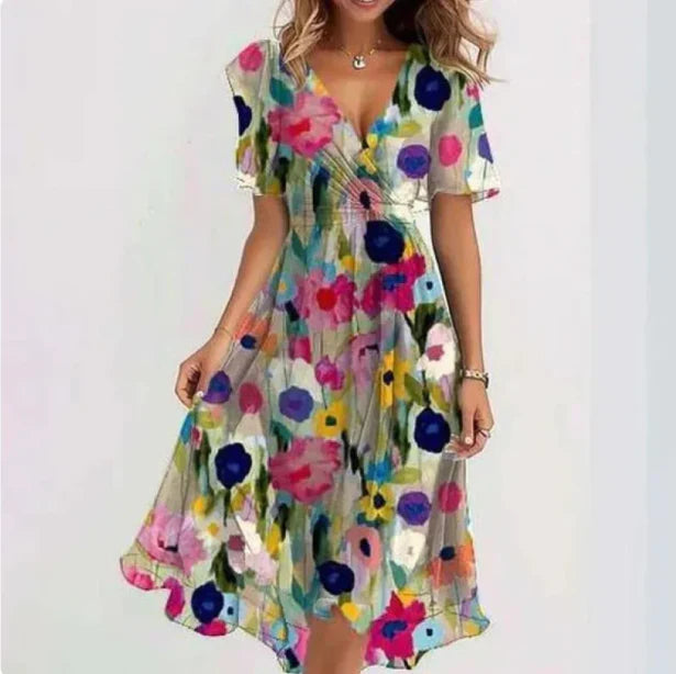 Christelle - Robe femme col V Multicolore