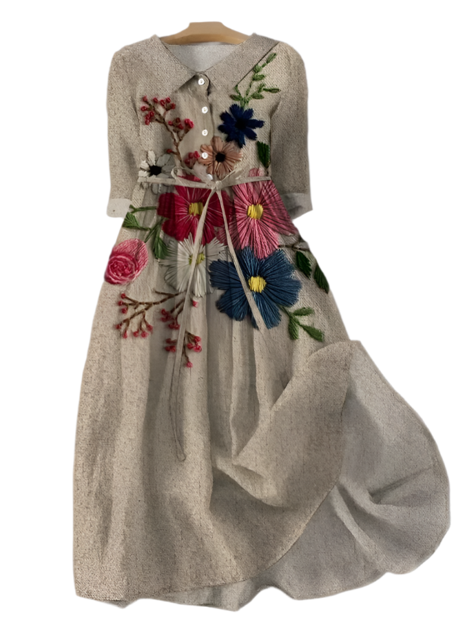 Constance - Robe d'inspiration vintage avec dentelle botanique et poches Floral 1