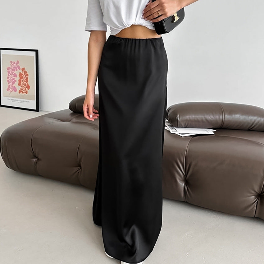 Diane - Jupe Longue Slim Noire pour femmes 4