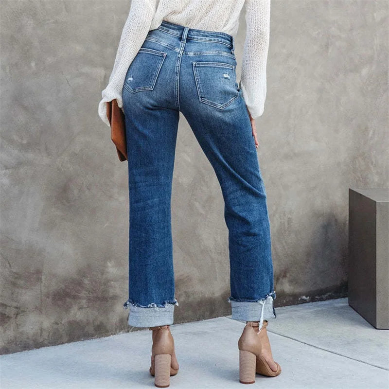 Diane – Jean Taille Haute Femme avec Boutons Élégant 3