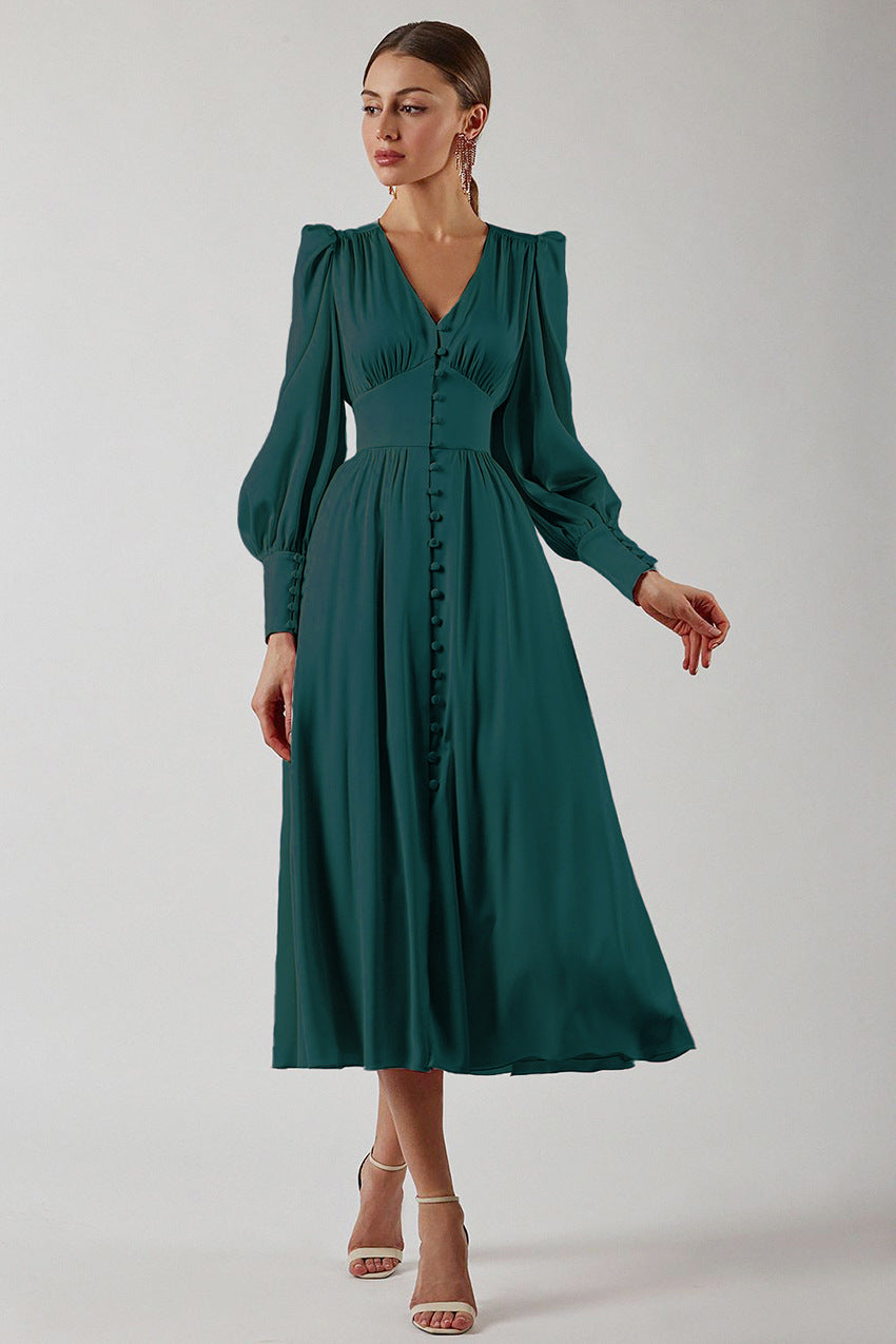 Dominica- Robe élégante en satin pour femme Vert 1
