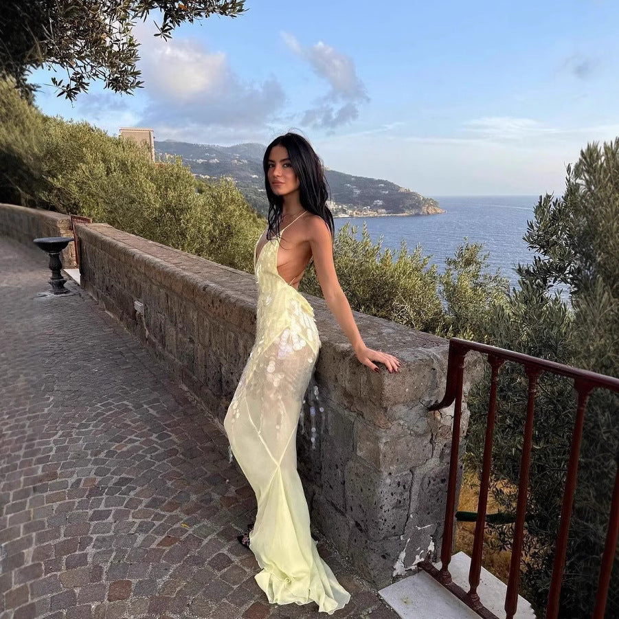 Estrella - Robe longue avec paillettes Jaune 2