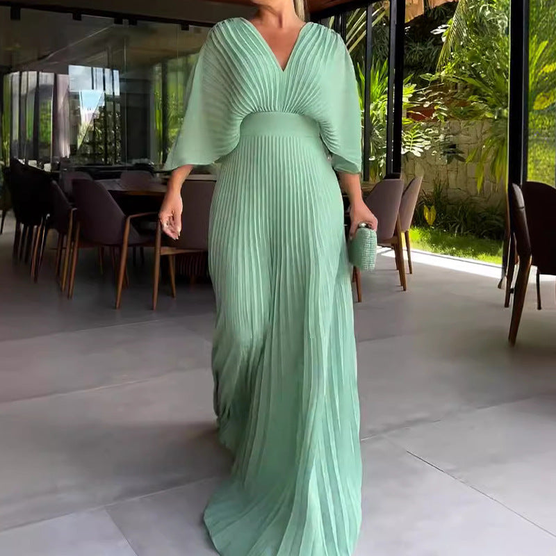 Eulalia - Robe maxi plissée magenta Vert clair