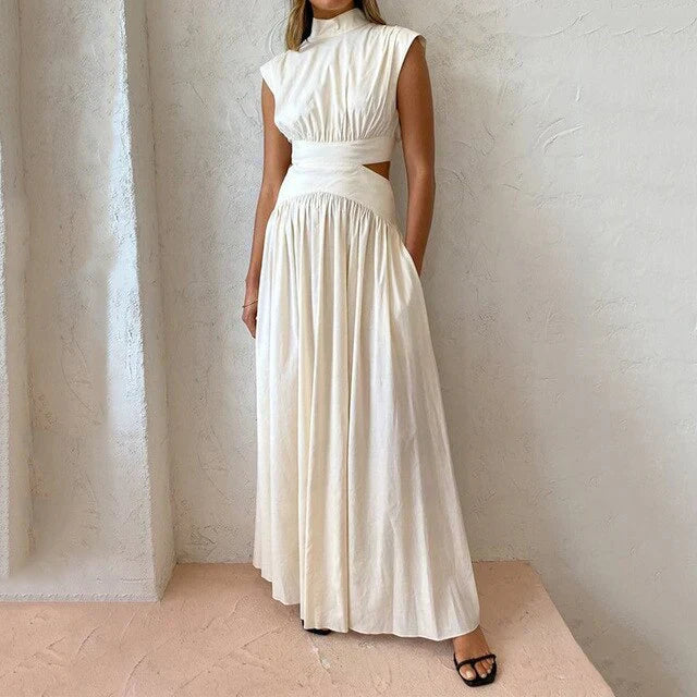 Flavie - Robe maxi femme élégante Blanc