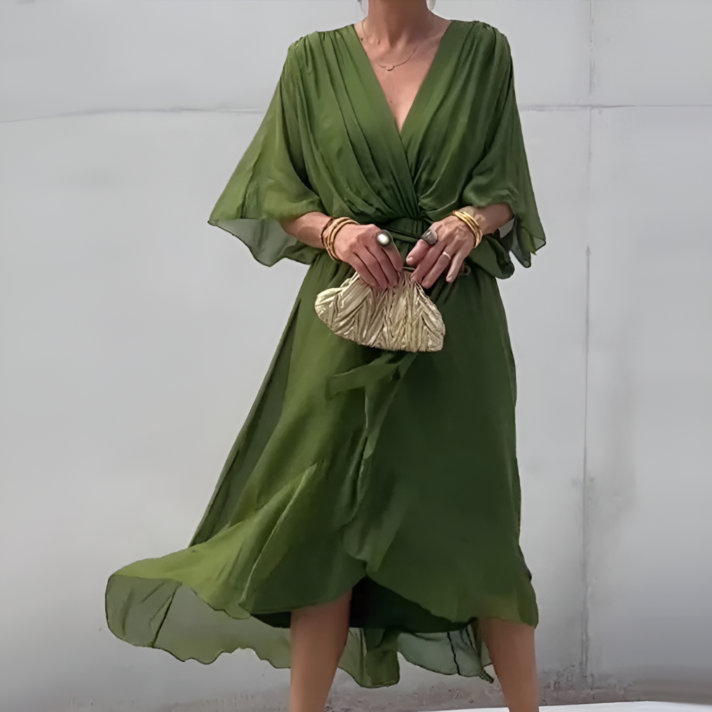 Gaëlle - Robe col V pour femme Vert 2