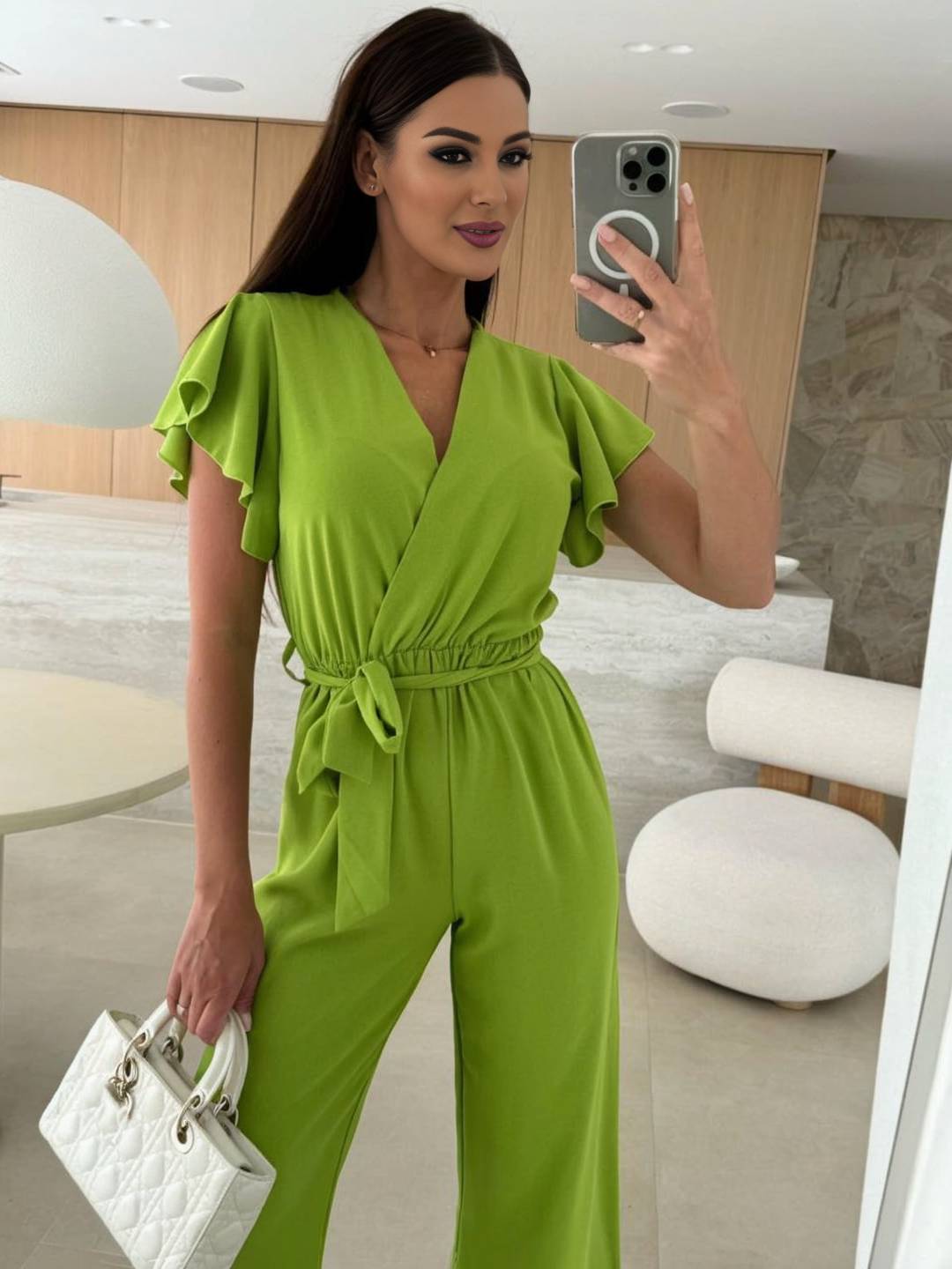 Gaëlle – Combinaison Femme Uni V-Cou Ceinturée Décontractée 10
