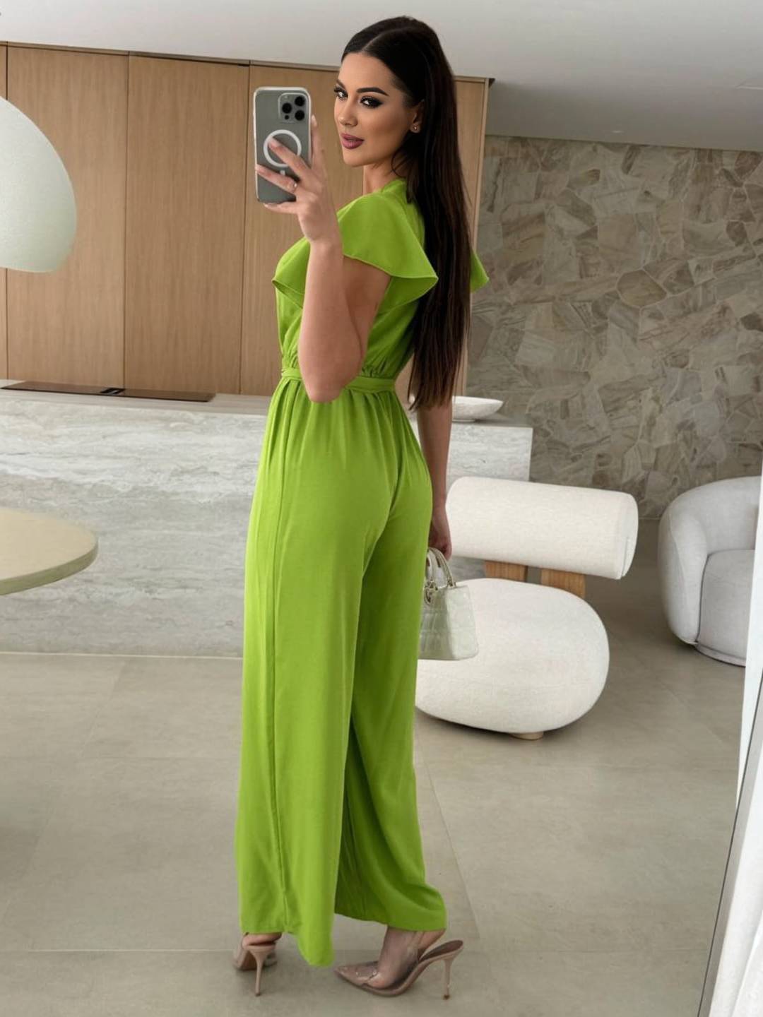 Gaëlle – Combinaison Femme Uni V-Cou Ceinturée Décontractée 9