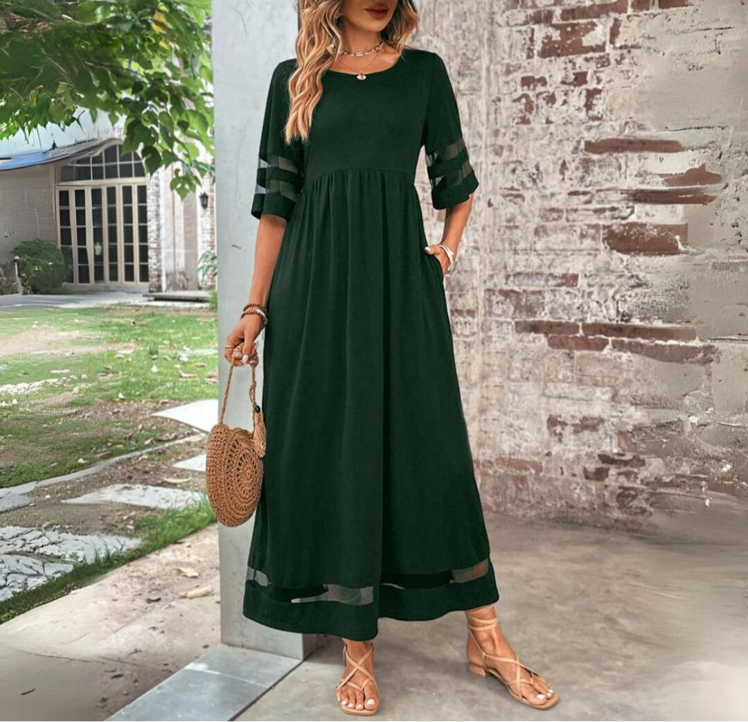 Galatée - Maxi-robe élégante et intemporelle Vert