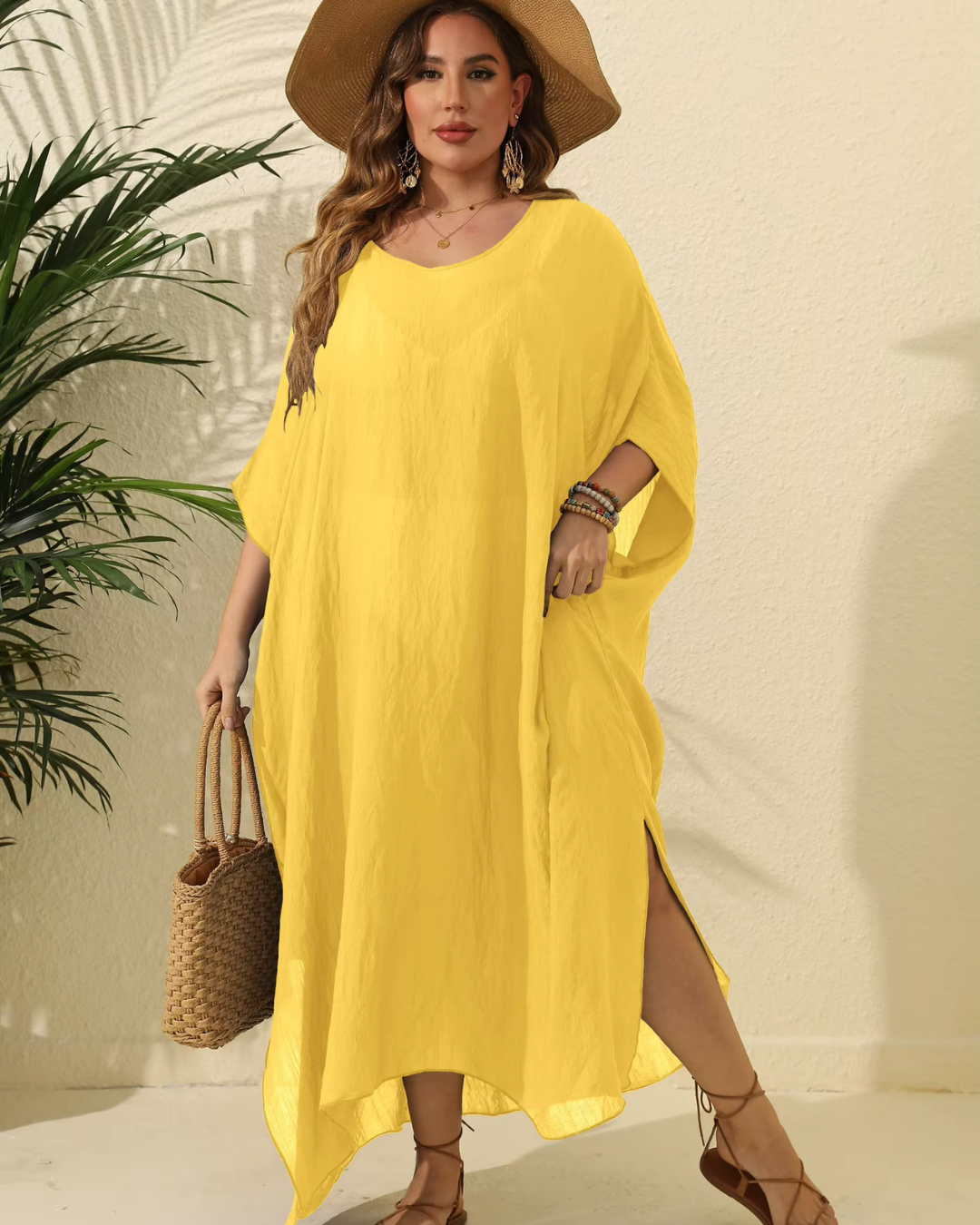Gennifer - Robe minimaliste pour les journées d'été décontractées et les loisirs Jaune