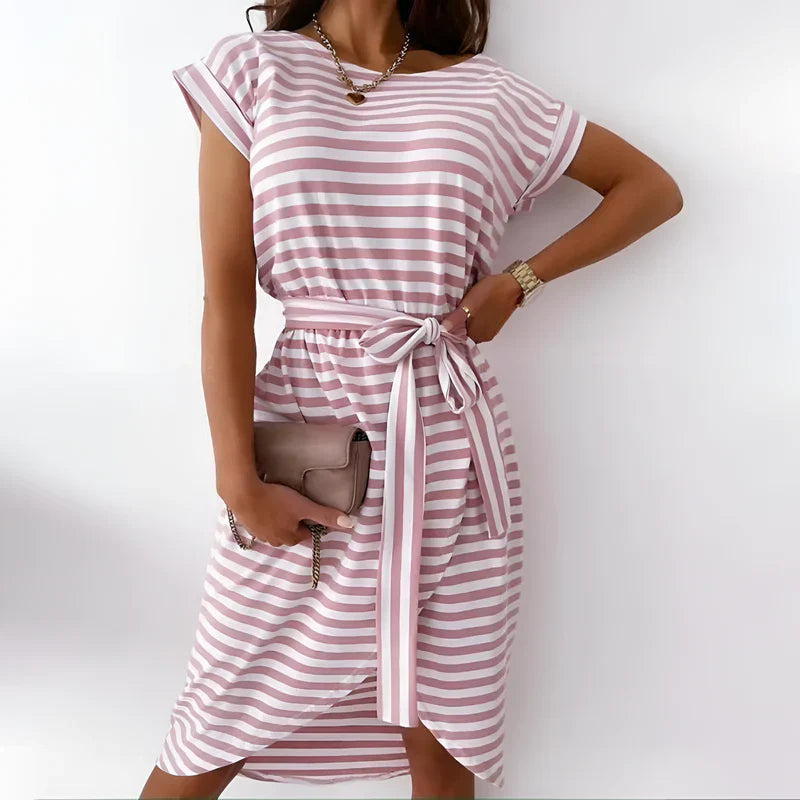 Gilberte - Robe rayée pour femme Rose 2
