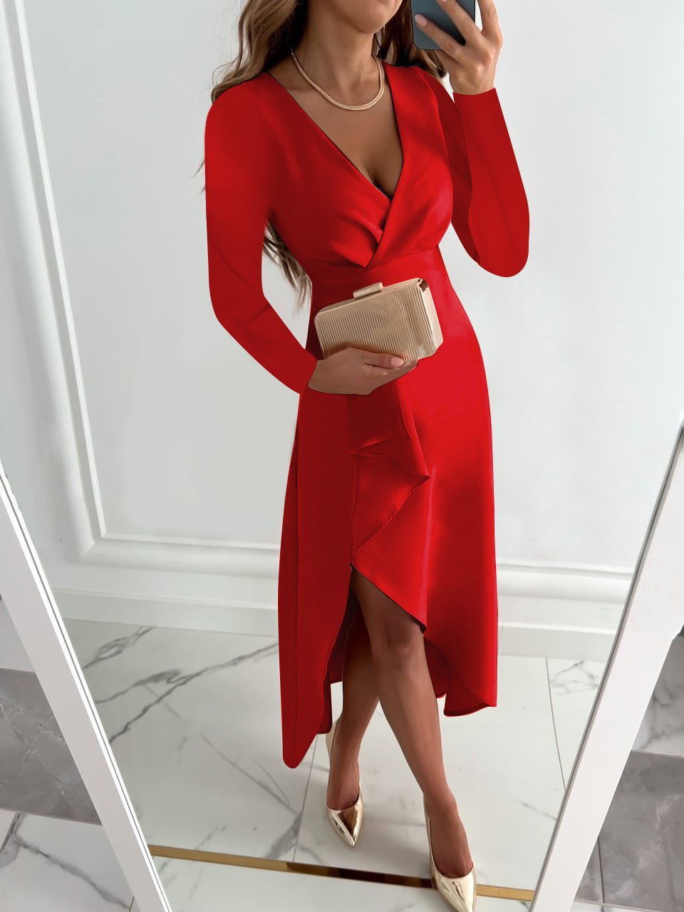 Gilia - Une robe élégante et intemporelle pour toutes les occasions Rouge