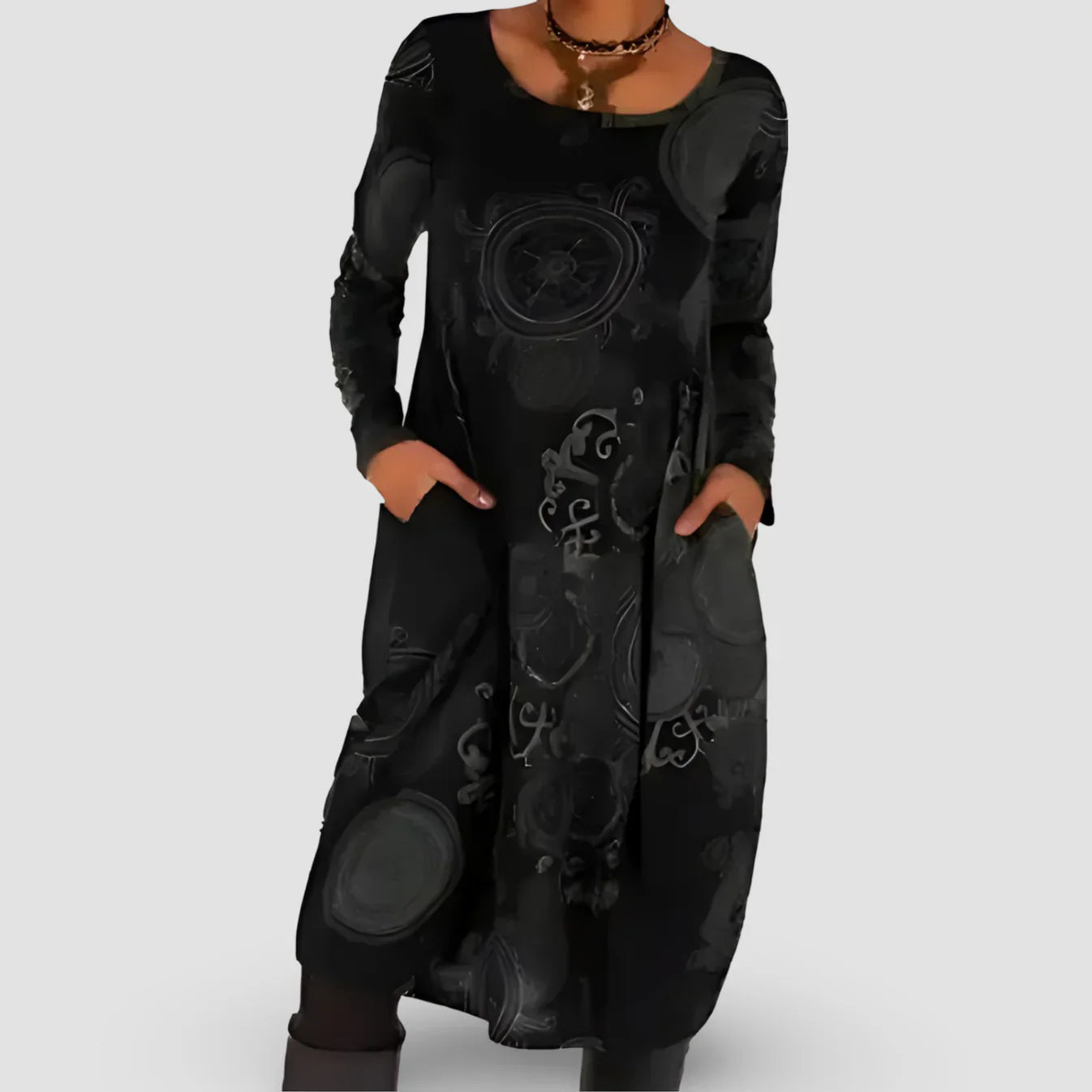 Giuseppina - Robe d'hiver à l'élégance bohème Gris