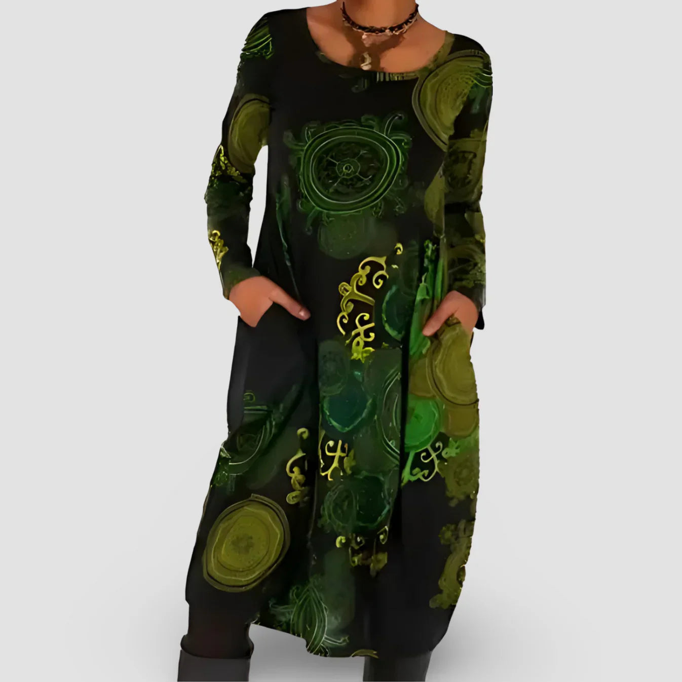 Giuseppina - Robe d'hiver à l'élégance bohème Vert