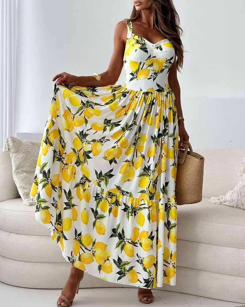 Gloriana - Maxi robe citron à larges bretelles Jaune 3