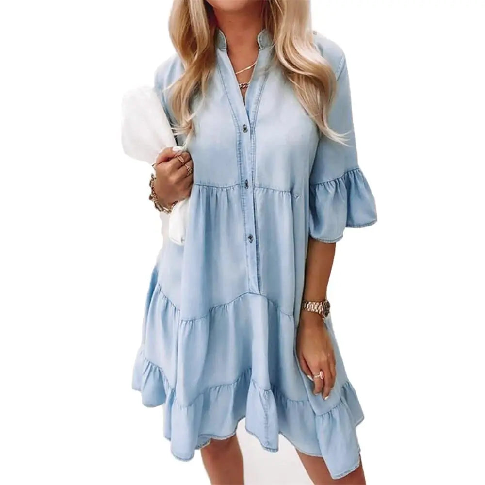 Hélène - Robe en jean pour femme Bleu clair 2