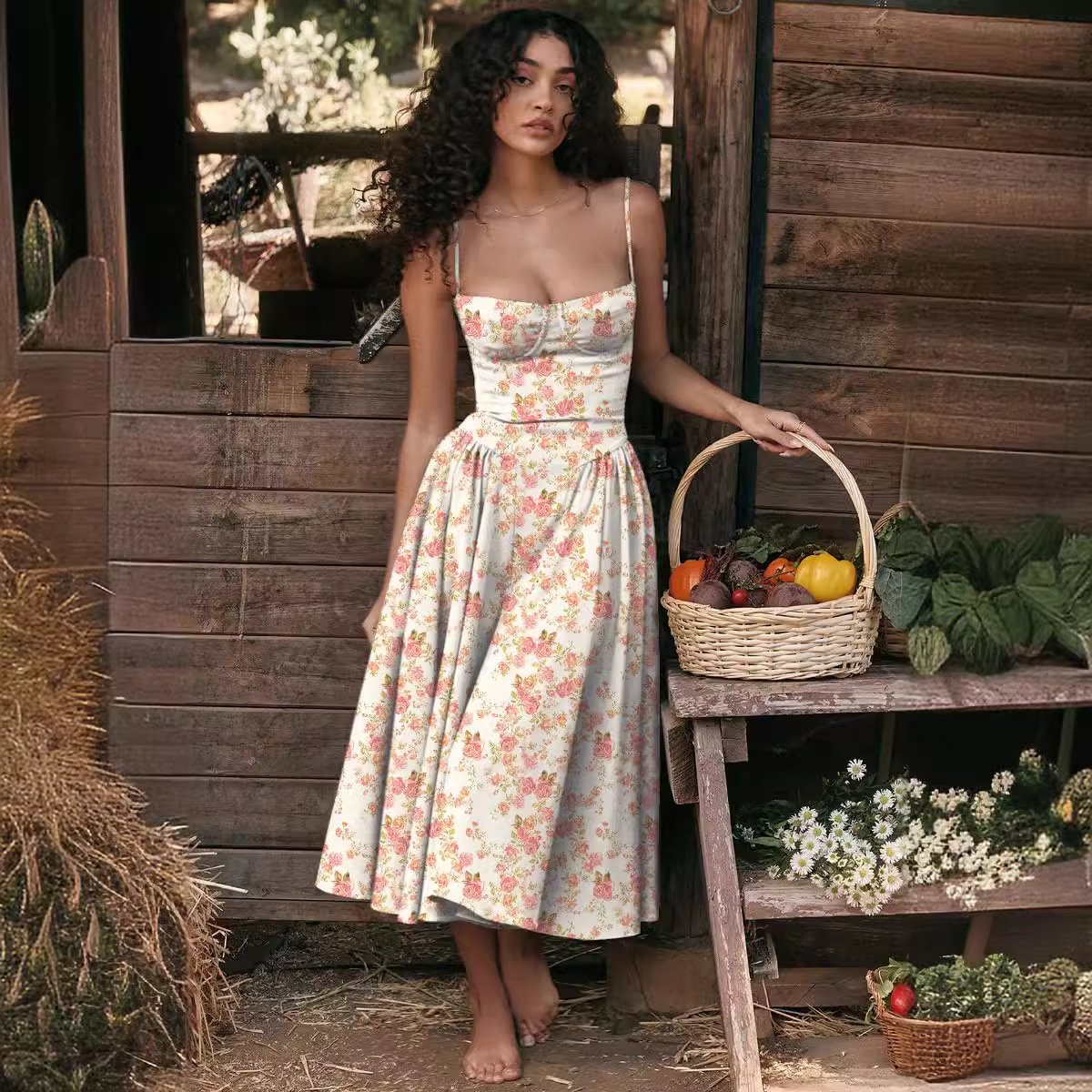 Hélène – Robe Midi Femme Ample et Légère à Bretelles 2
