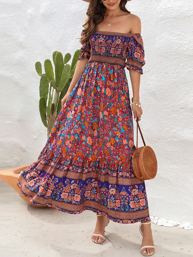 Héloïse - Robe soleil femme fleurie Rouge