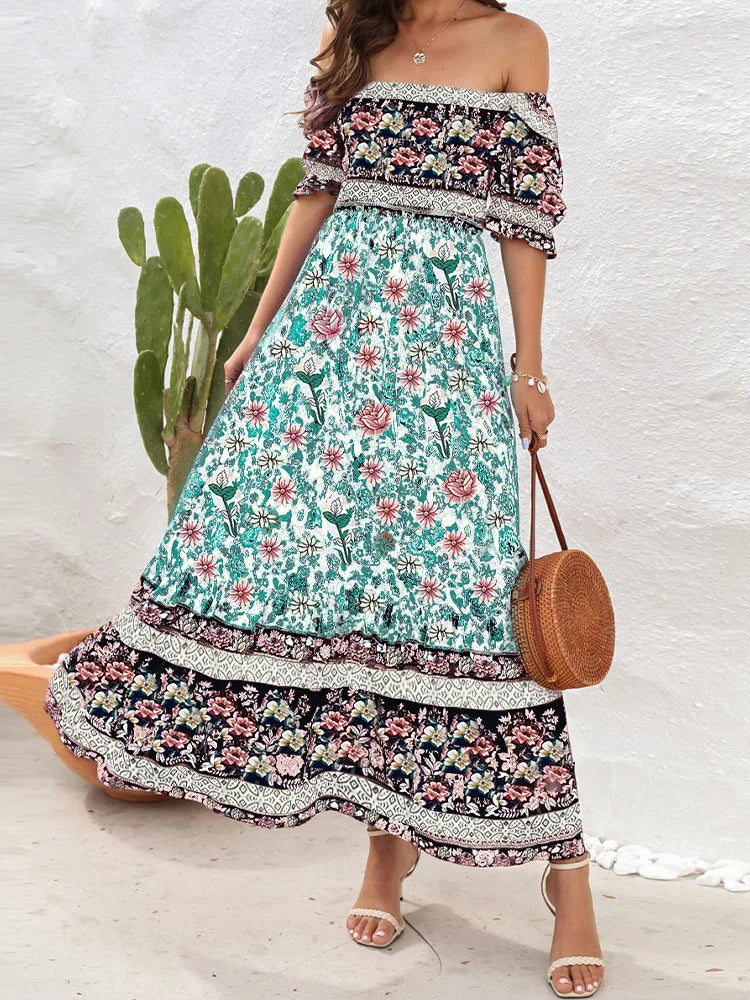 Héloïse - Robe soleil femme fleurie Vert