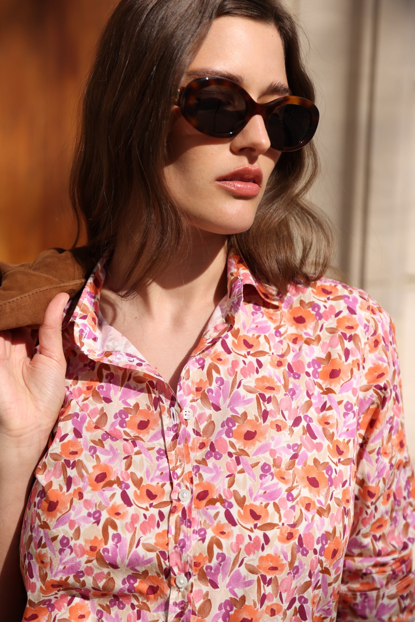 Héloïse – Chemisier Canelle Coton Femme Imprimé Fleurs Orange 3