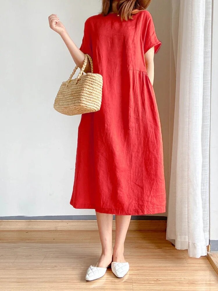 Hacina - Robe grande taille Rouge