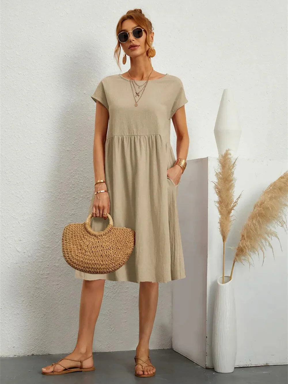 Hajarah - Robe d'été pour femme Khaki
