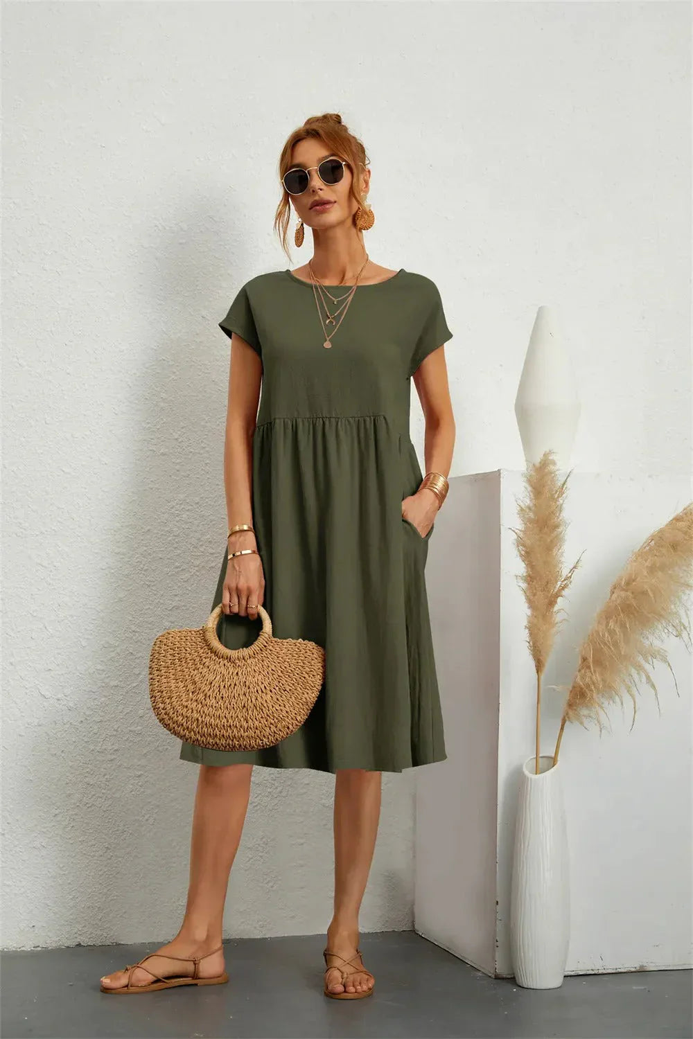 Hajarah - Robe d'été pour femme Vert