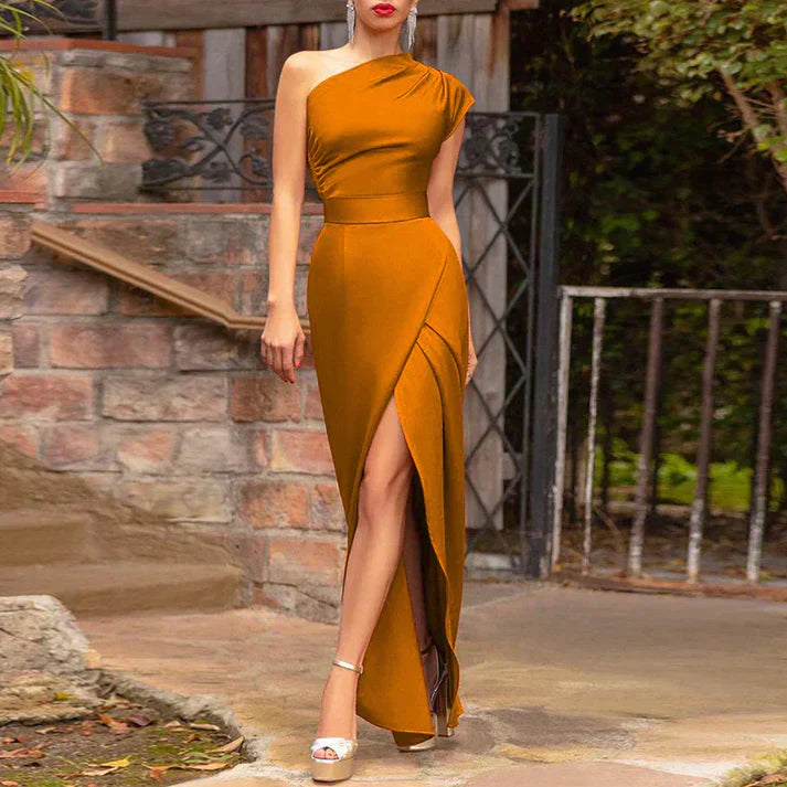 Hayna- Robe de soirée de luxe pour femme Marron
