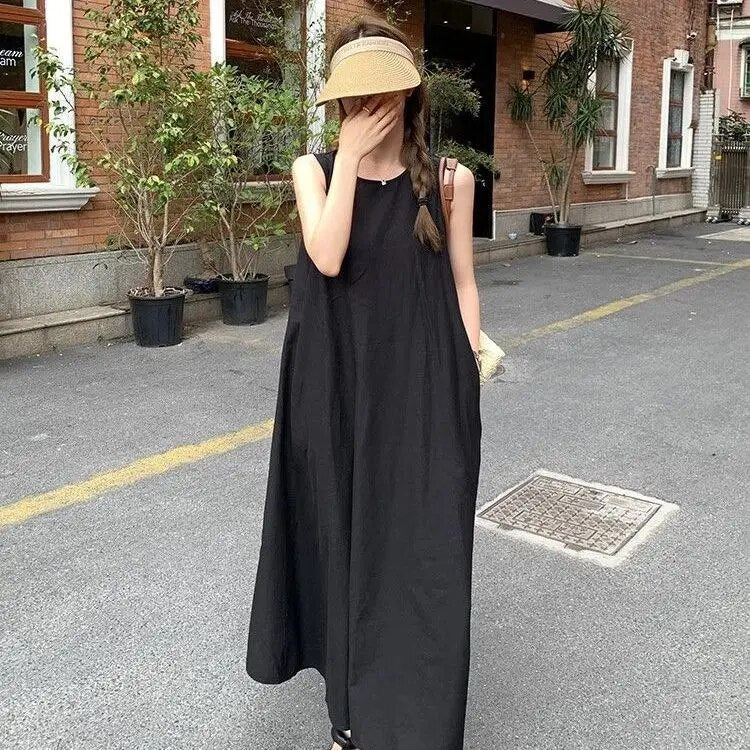 Hazar - Robe gilet caraco sans manches Noir