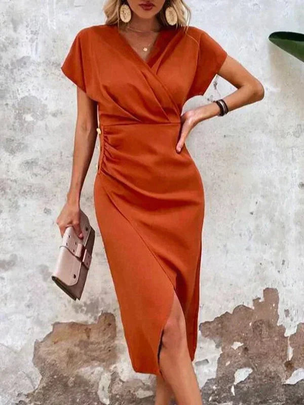 Henriette - Robe midi femme col V L'Orange 2