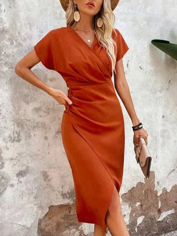 Henriette - Robe midi femme col V L'Orange 4