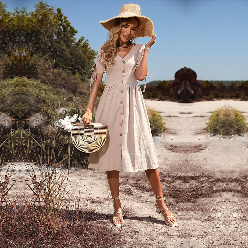 Hildegarde - Robe midi décontractée Beige 4