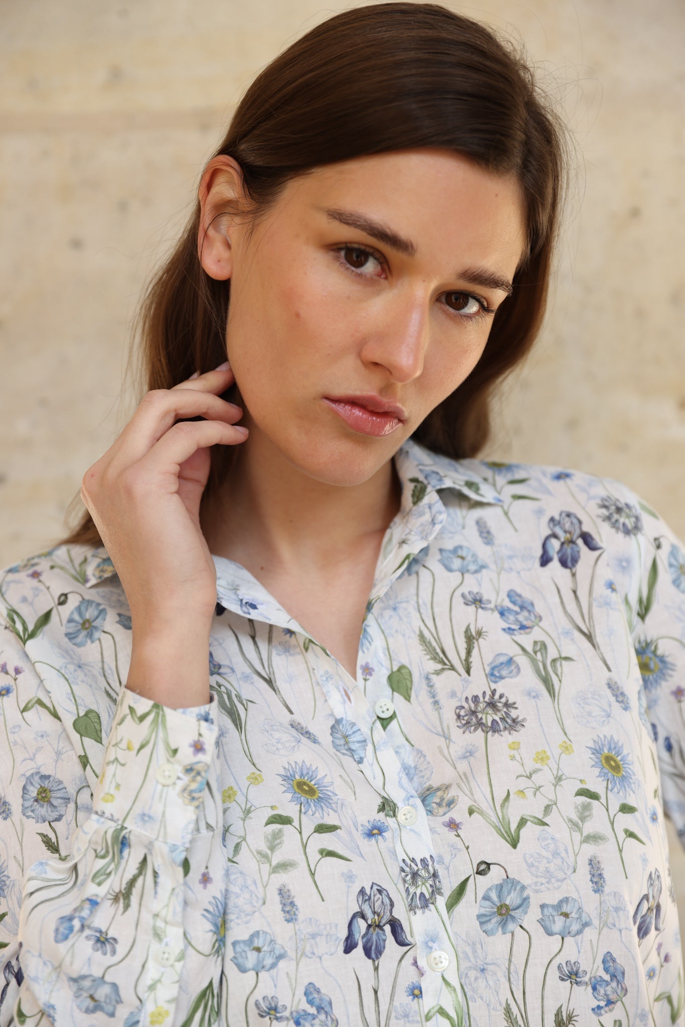 Honorine – Chemisier Canelle Lin Coton Liberty Motif Herbier 2