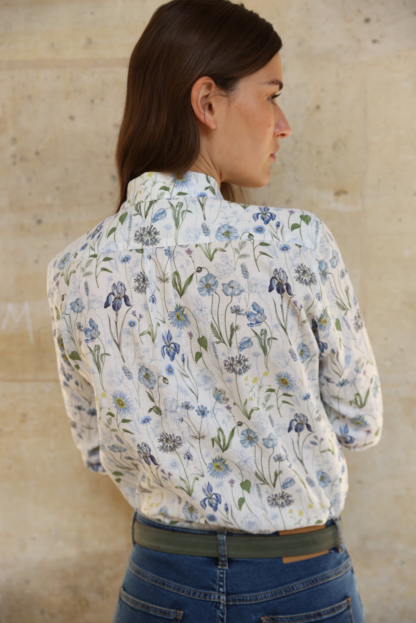 Honorine – Chemisier Canelle Lin Coton Liberty Motif Herbier 3