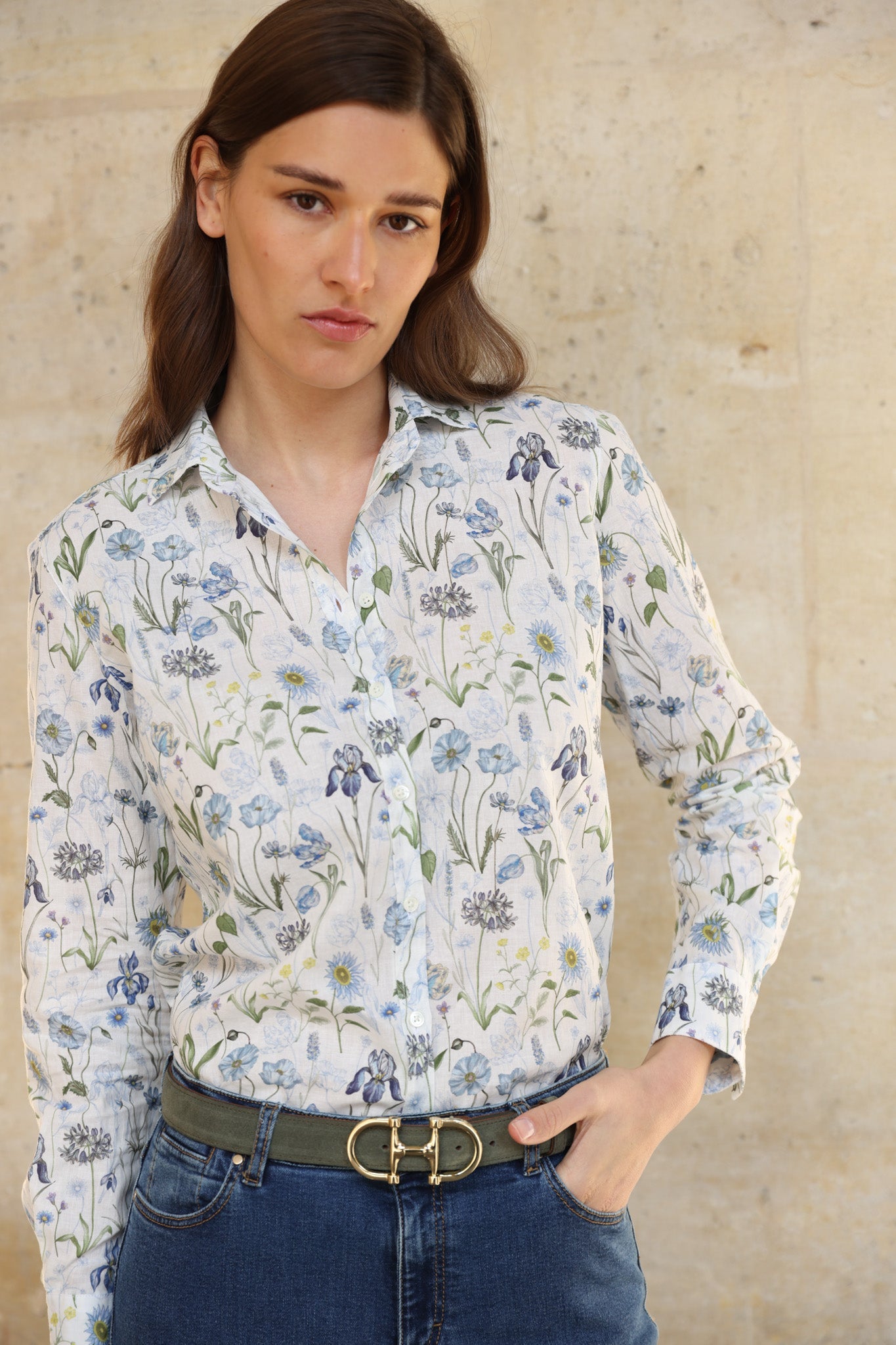 Honorine – Chemisier Canelle Lin Coton Liberty Motif Herbier 4