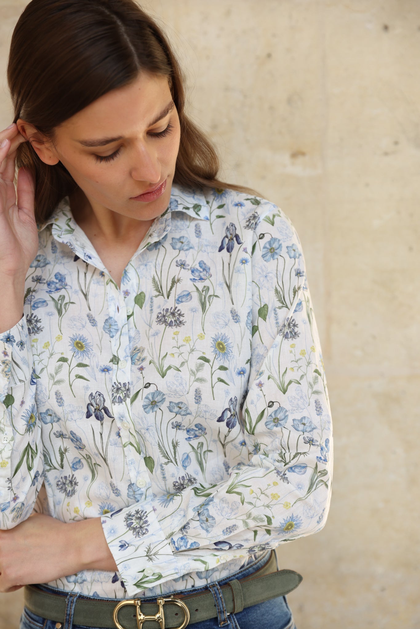 Honorine – Chemisier Canelle Lin Coton Liberty Motif Herbier 7