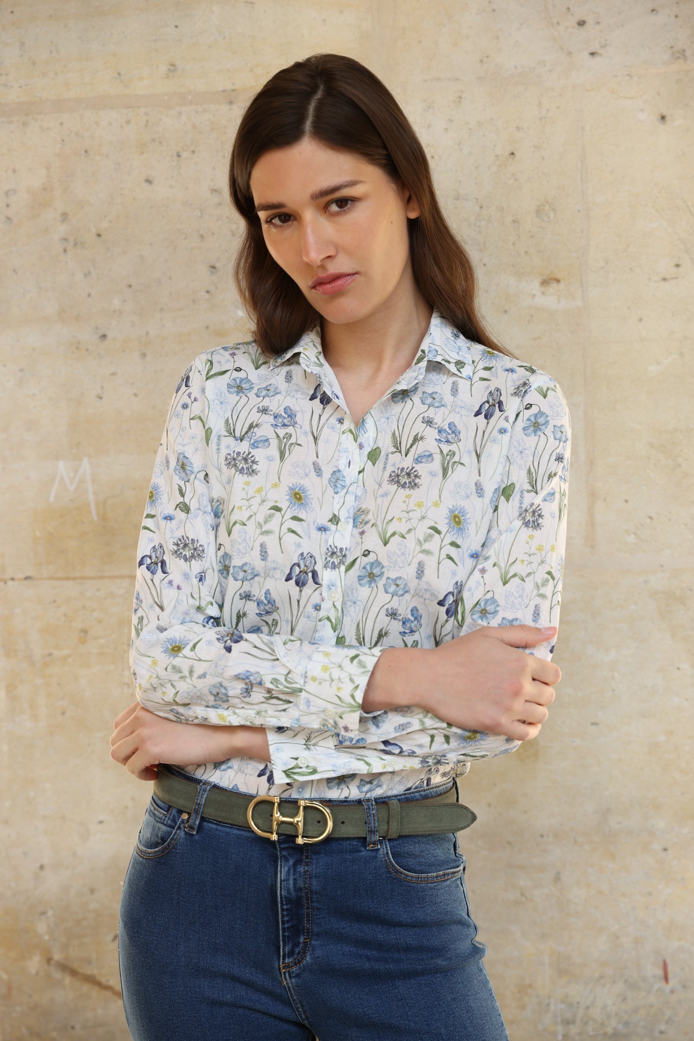 Honorine – Chemisier Canelle Lin Coton Liberty Motif Herbier 8