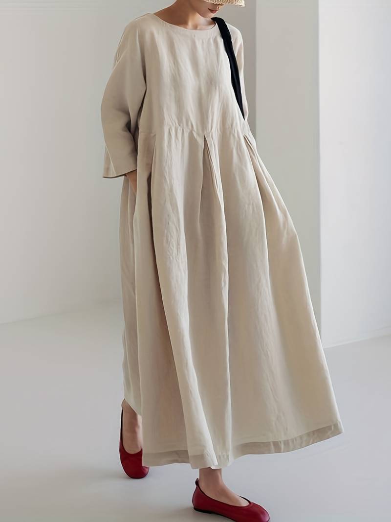 Hortense – Robe Longue Femme Décontractée avec Ourlet Plissé 1