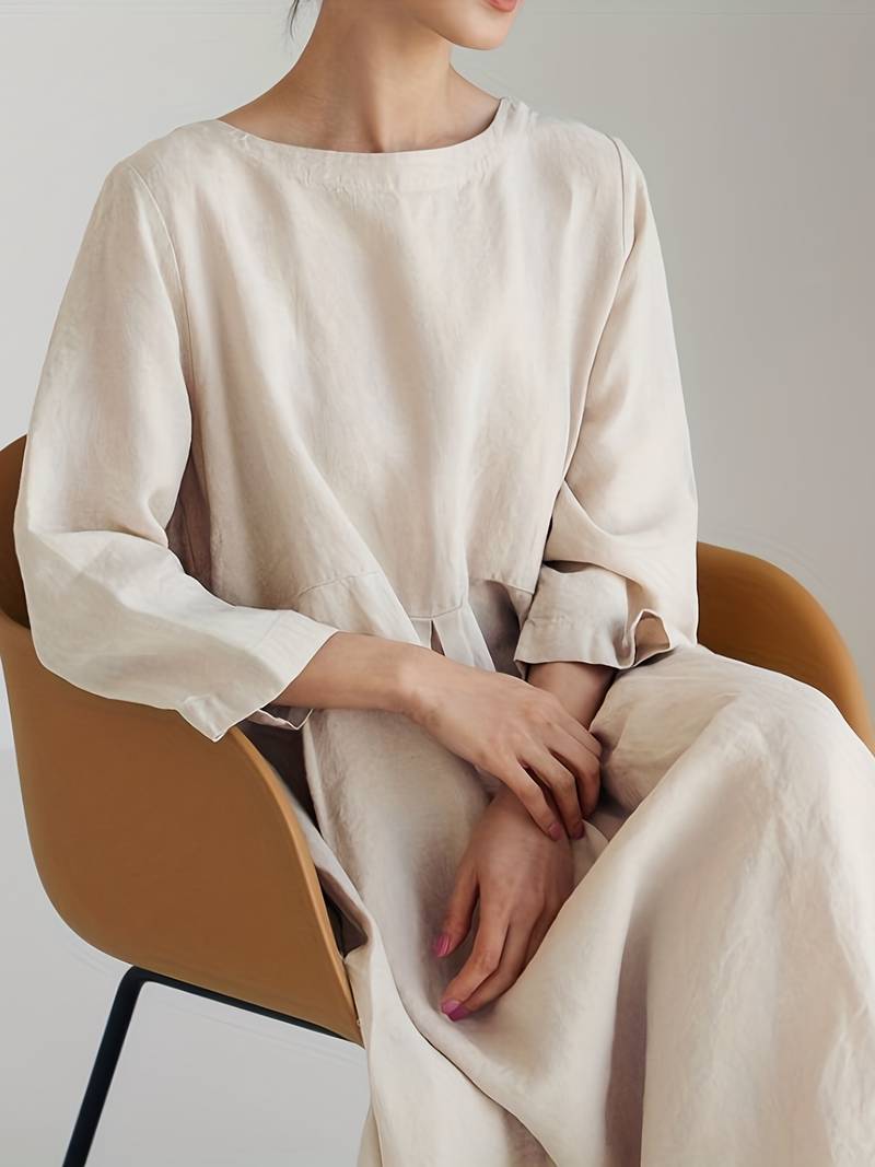 Hortense – Robe Longue Femme Décontractée avec Ourlet Plissé 4