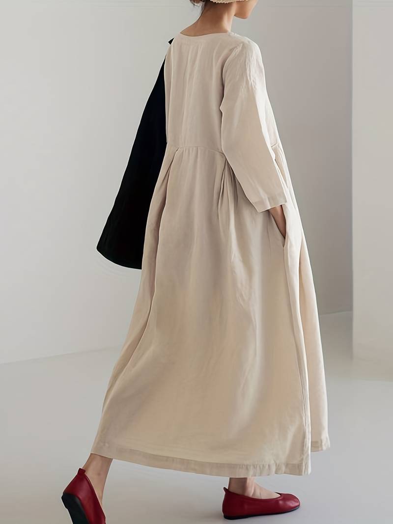 Hortense – Robe Longue Femme Décontractée avec Ourlet Plissé 5