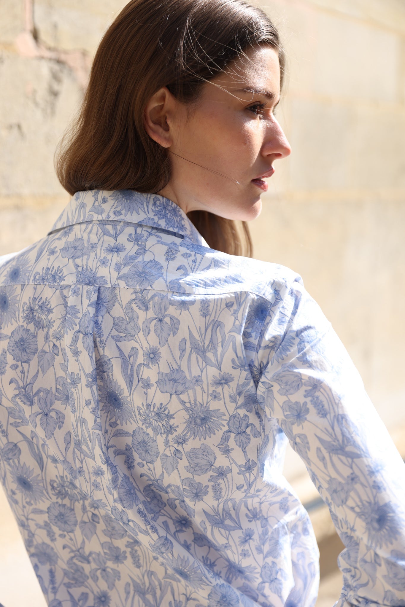 Huguette – Chemisier Canelle Coton Liberty Fleurs Bleu Ciel 4