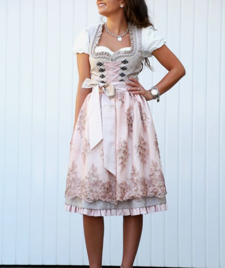 Ibtissem - Costume traditionnel unique pour femme Gris-Rosé