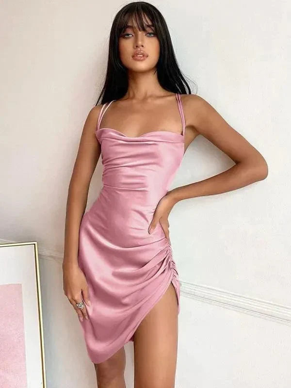 Iléana -Trendy robe de mode stylée Rose