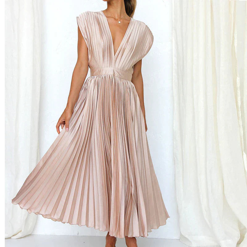 Iléna - Robe femme à volants Beige