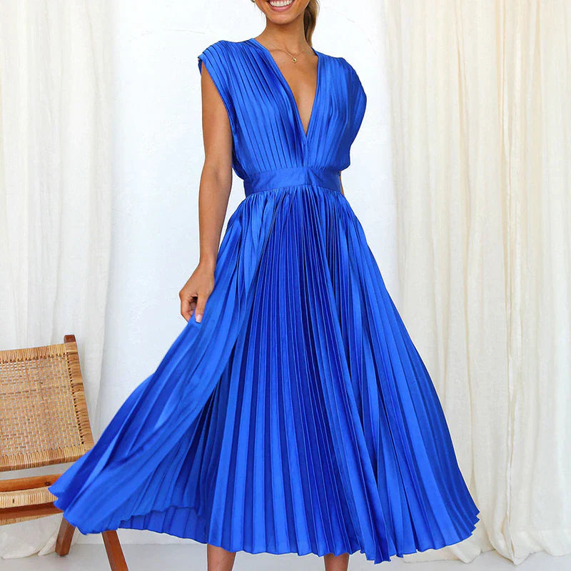 Iléna - Robe femme à volants Bleu