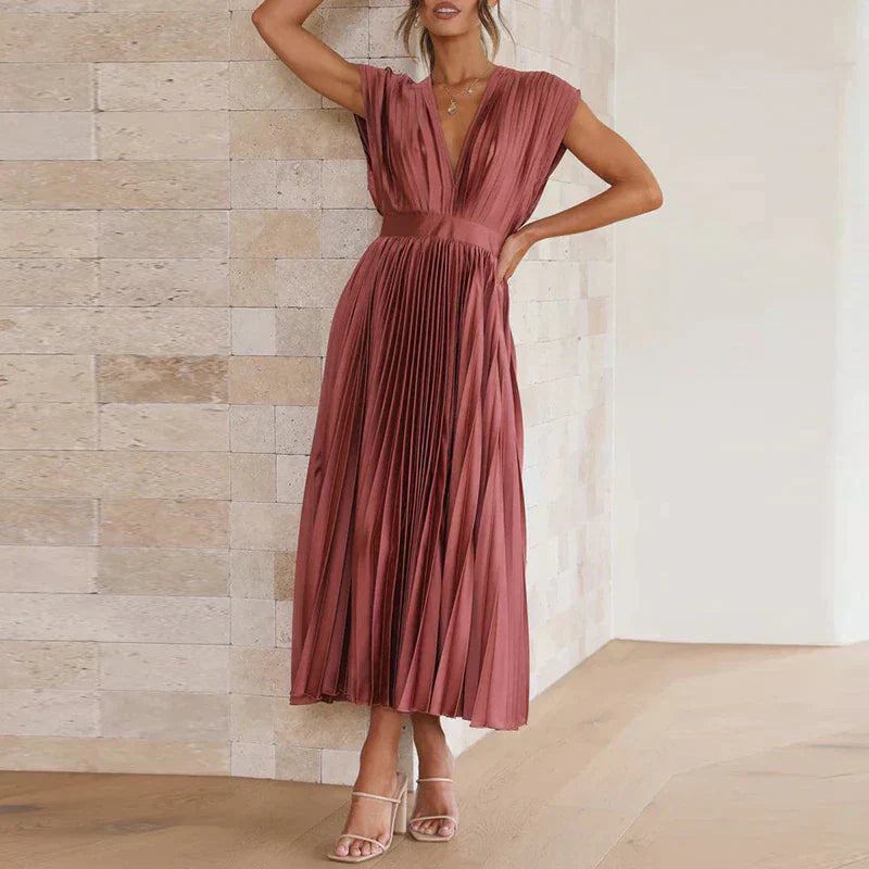 Iléna - Robe femme à volants Rouge brique