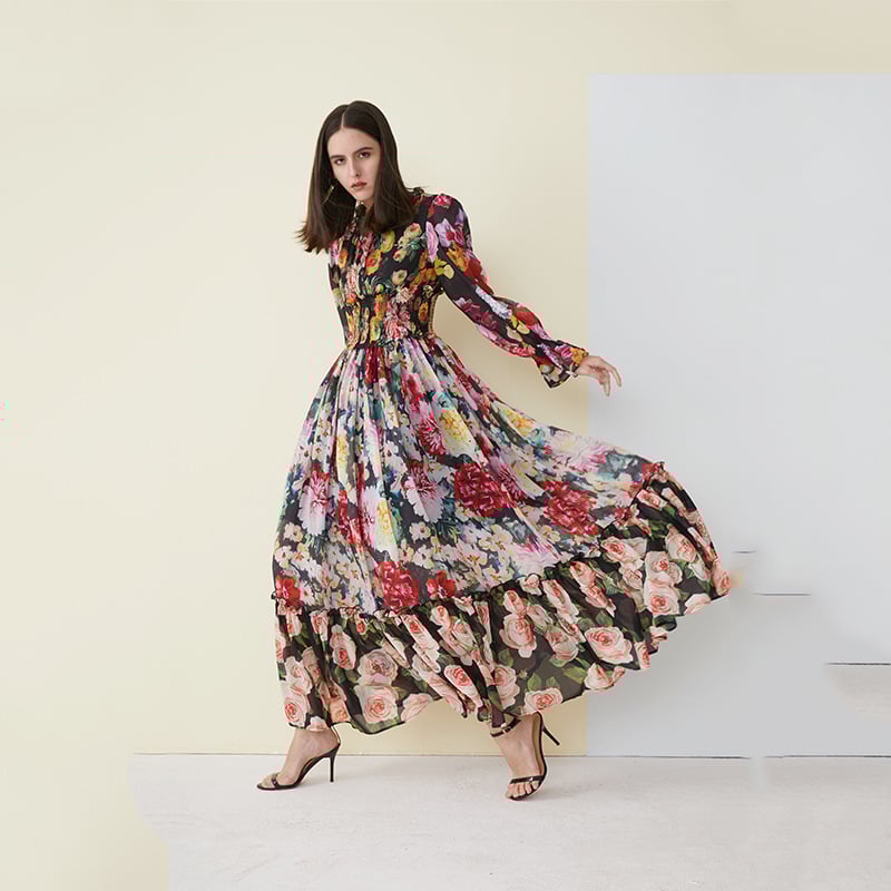 Iliade - Robe maxi imprimée avec motifs floraux Rouge 2