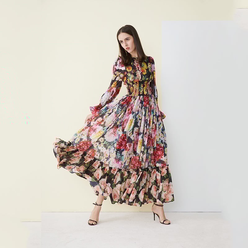 Iliade - Robe maxi imprimée avec motifs floraux Rouge 4