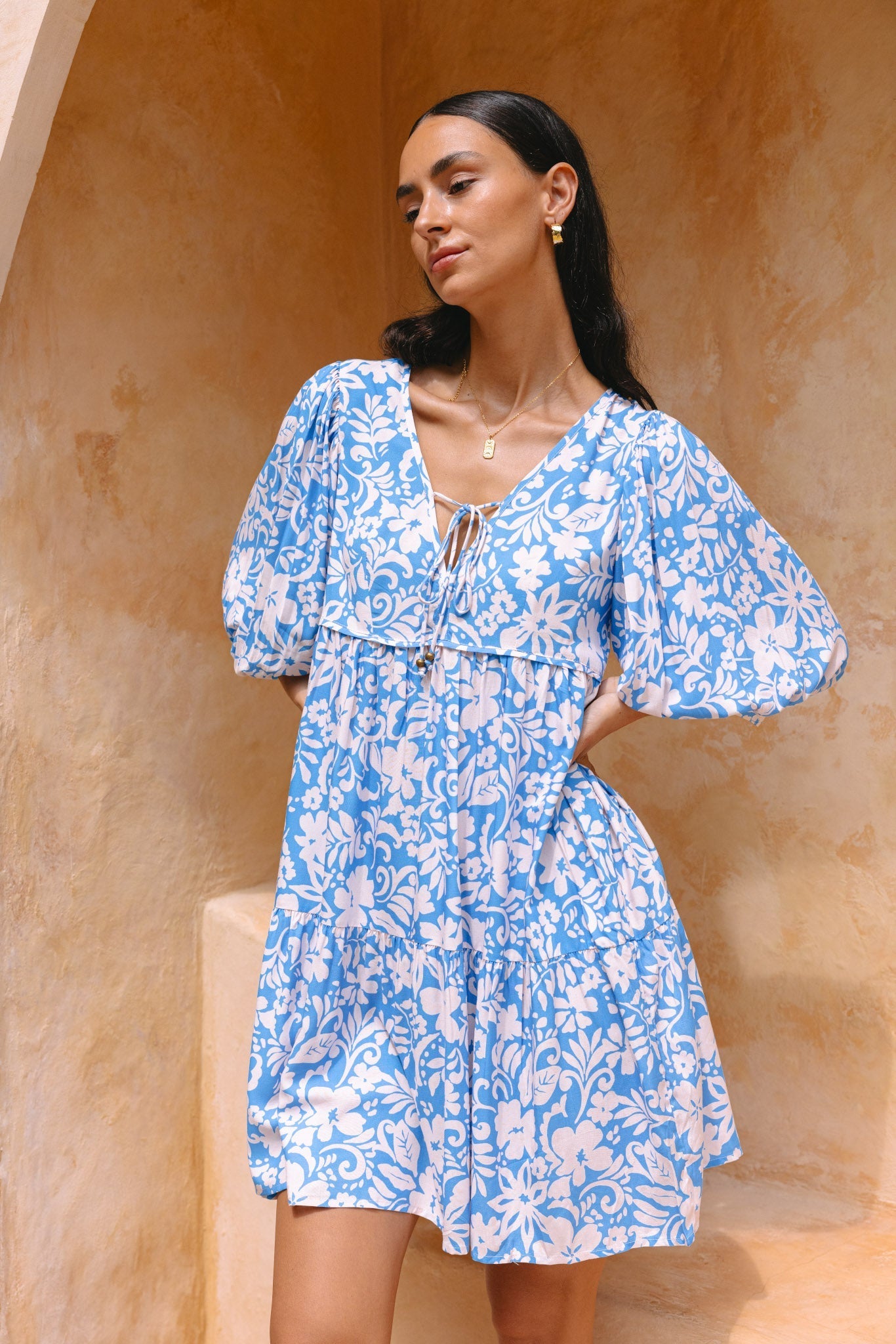 Iline - Mini robe bleue à fleurs pour femme Bleu 2