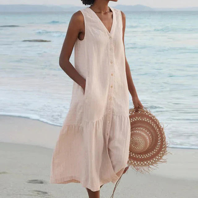 Ilyana - Robe d'été confortable pour femme Beige