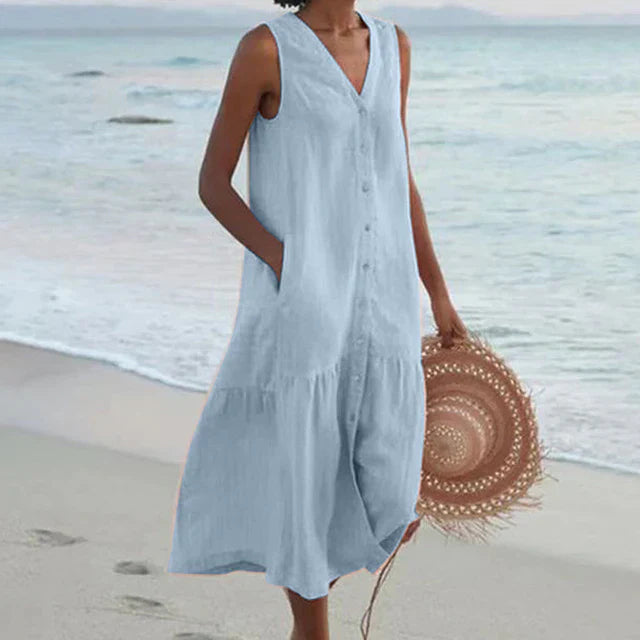 Ilyana - Robe d'été confortable pour femme Bleu